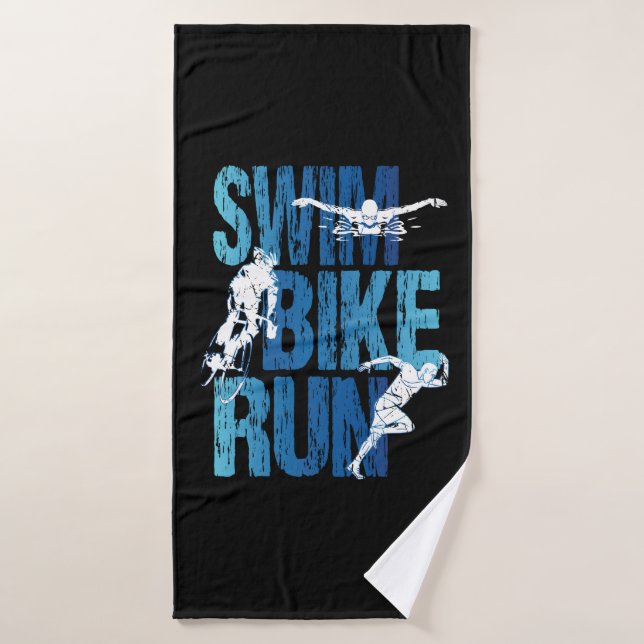 Triathlon - Swim Bike Run Bath Towel (Bath Towel)