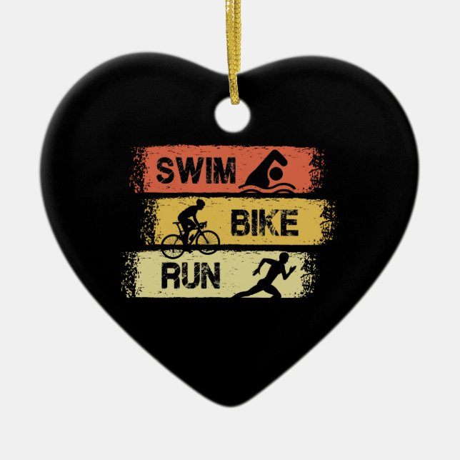 Triathlon - Swim Bike Run Ceramic Tree Decoration (Front)