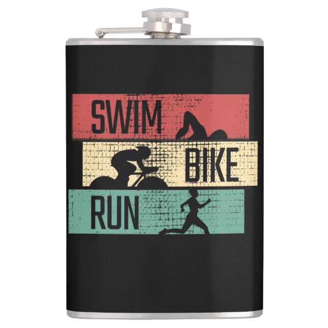 Triathlon - Swim Bike Run Hip Flask (Front)