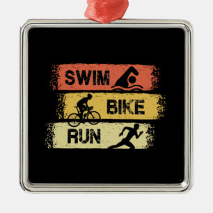 Triathlon - Swim Bike Run Metal Tree Decoration