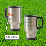 Triathlon swim bike run quote personalised sports travel mug<br><div class="desc">Why do we tri? "Because one sport just isn't enough". This is a funny and inspiring mug for a keen triathlete. There are three "swim bike run" icons to portray the triathlon, in blue, green and orange, with the text in the same colours. (Because one colour just isn't enough). On...</div>