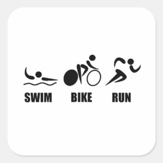Triathlon Swim Bike Run Square Sticker
