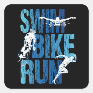 Triathlon - Swim Bike Run Square Sticker