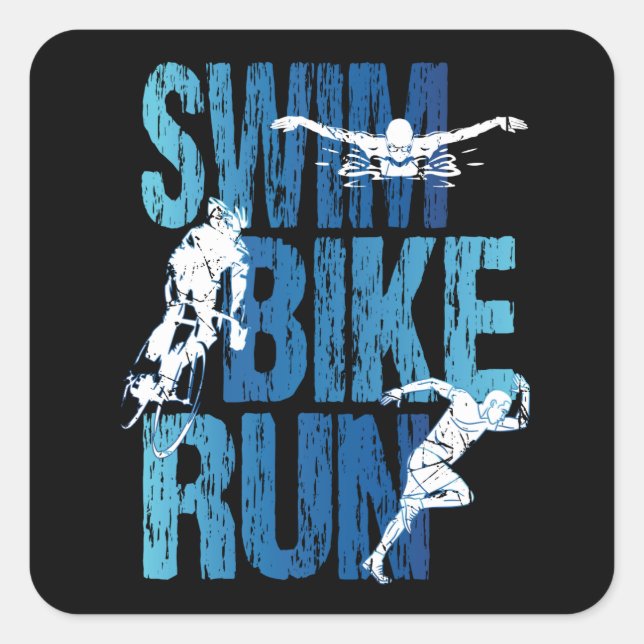 Triathlon - Swim Bike Run Square Sticker (Front)