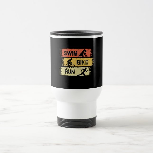 Triathlon - Swim Bike Run Travel Mug (Center)