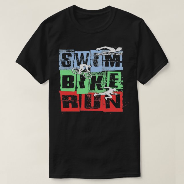 Triathlon Swim Bike Run Triathlete 75 T-Shirt (Design Front)