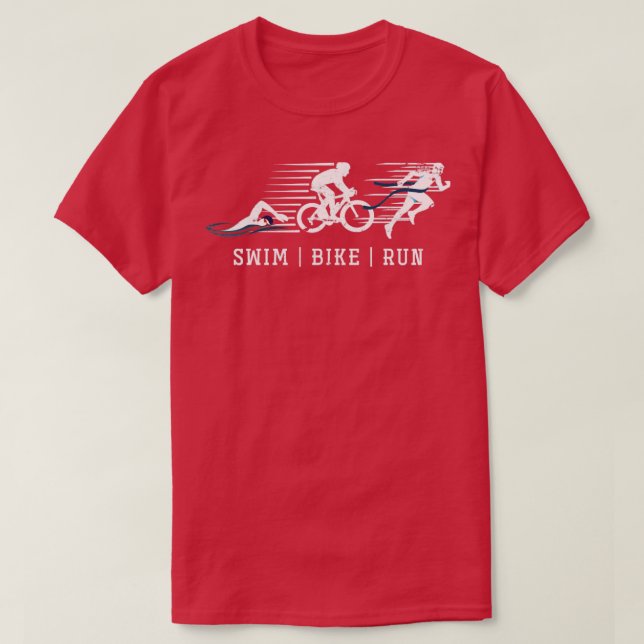 Triathlon Swim Bike Run Triathlete T-Shirt (Design Front)