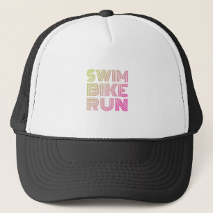 Triathlon swim bike run trucker hat