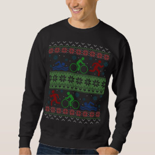 Triathlon Swim Bike Run Ugly Christmas Sweater