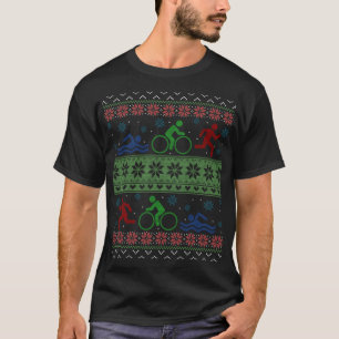 Triathlon Swim Bike Run Ugly Christmas Sweater