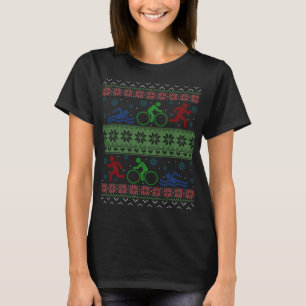 Triathlon Swim Bike Run Ugly Christmas Sweater