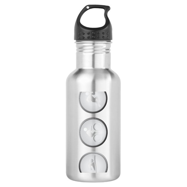 Triathlon SWIM-CYCLE-RUN (black) 710 Ml Water Bottle (Front)