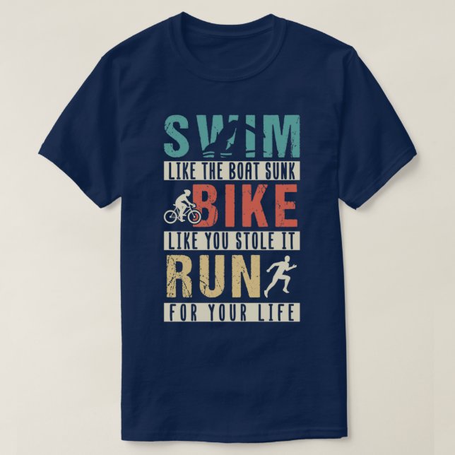 Triathlon Swim Race Bike Run Sprint Gift T-Shirt (Design Front)