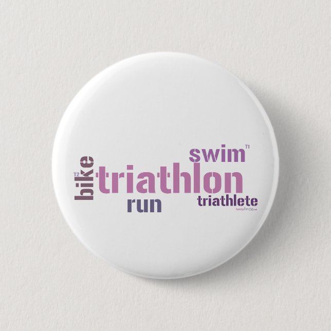 Triathlon Text 6 Cm Round Badge (Front)