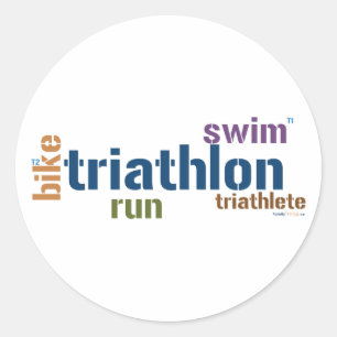 Triathlon Text Classic Round Sticker