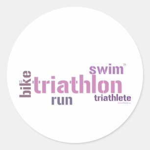 Triathlon Text Classic Round Sticker
