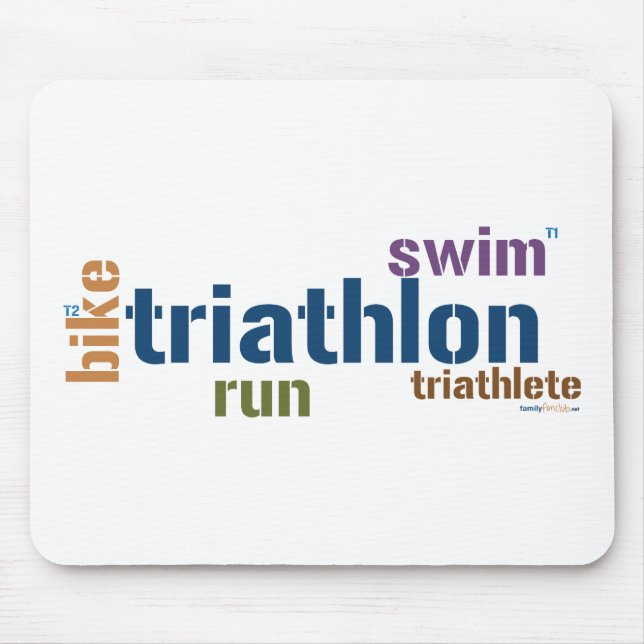 Triathlon Text Mouse Mat (Front)