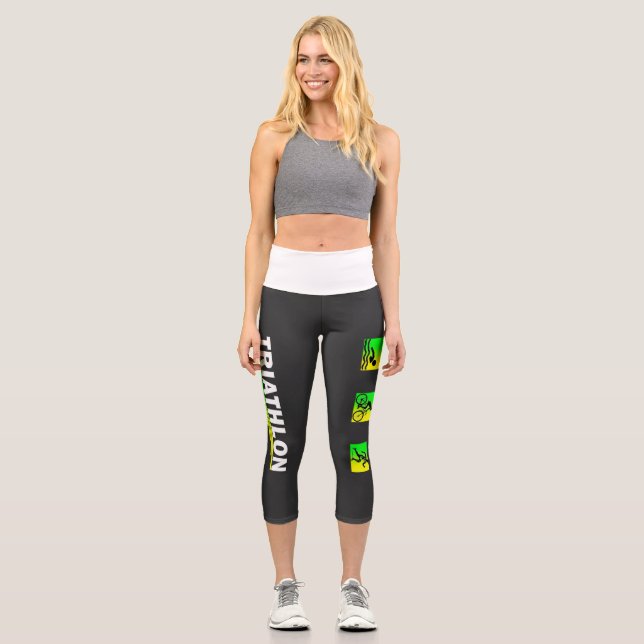 Triathlon Transcendence: Swim, Bike, Run Success Capri Leggings (Front)