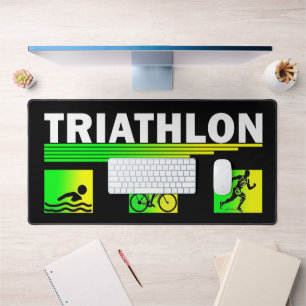 Triathlon Transcendence: Swim, Bike, Run Success Desk Mat
