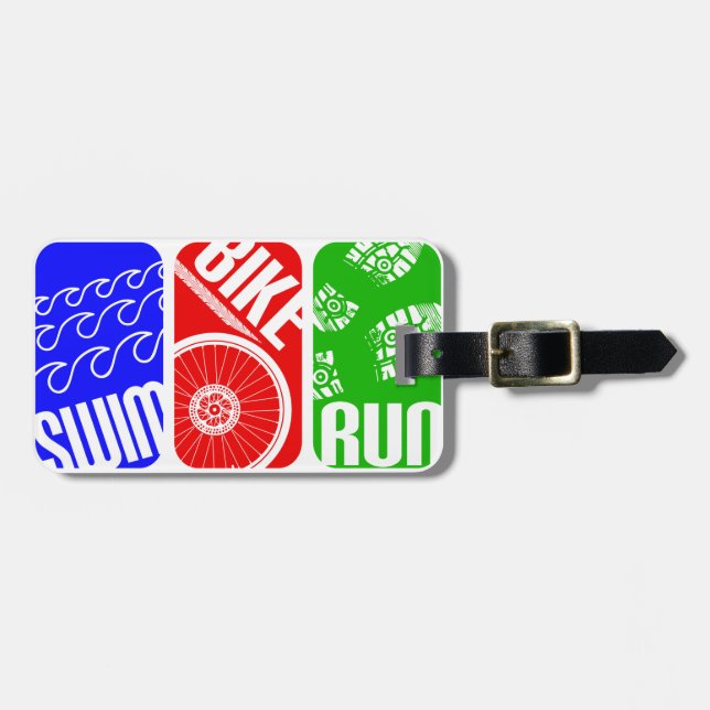 Triathlon TRI Colour Blocks Luggage Tag (Front Horizontal)