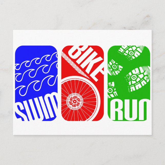 Triathlon TRI Colour Blocks Postcard (Front)