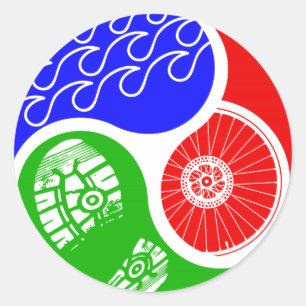 Triathlon TRI Yin Yang Classic Round Sticker
