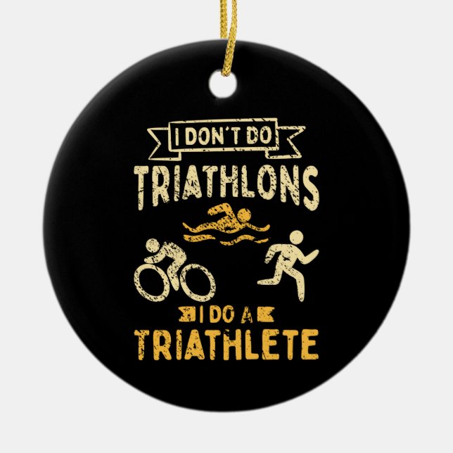 Triathlon Triathlete Ceramic Tree Decoration (Front)