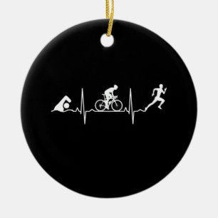 Triathlon - Triathlon Heartbeat Ceramic Tree Decoration
