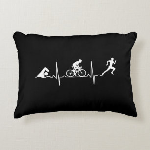 Triathlon - Triathlon Heartbeat Decorative Cushion