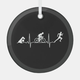 Triathlon - Triathlon Heartbeat Glass Tree Decoration