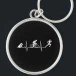 Triathlon - Triathlon Heartbeat Key Ring<br><div class="desc">Are you a triathlon and marathon fan? This swim bike run triathlon graphic will be perfect for the next triathlon.</div>