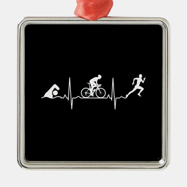 Triathlon - Triathlon Heartbeat  Metal Tree Decoration (Front)