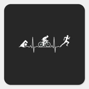 Triathlon - Triathlon Heartbeat Square Sticker