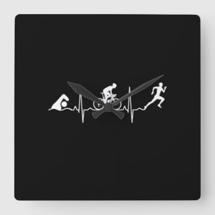 Triathlon - Triathlon Heartbeat Square Wall Clock