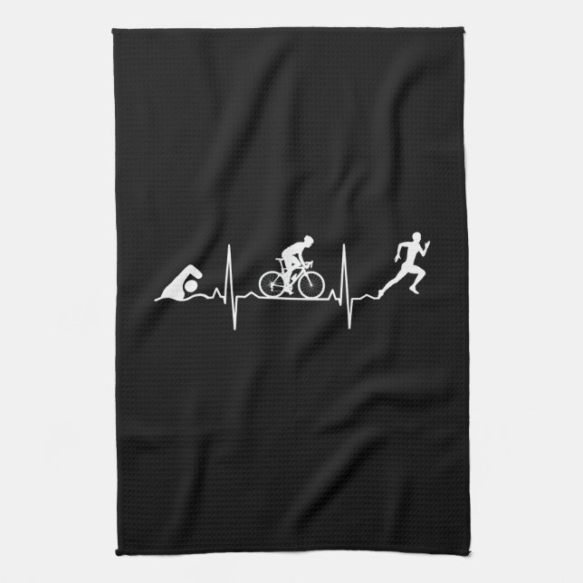 Triathlon - Triathlon Heartbeat Tea Towel (Vertical)