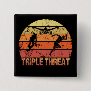 Triathlon Triple Threat Vintage 15 Cm Square Badge