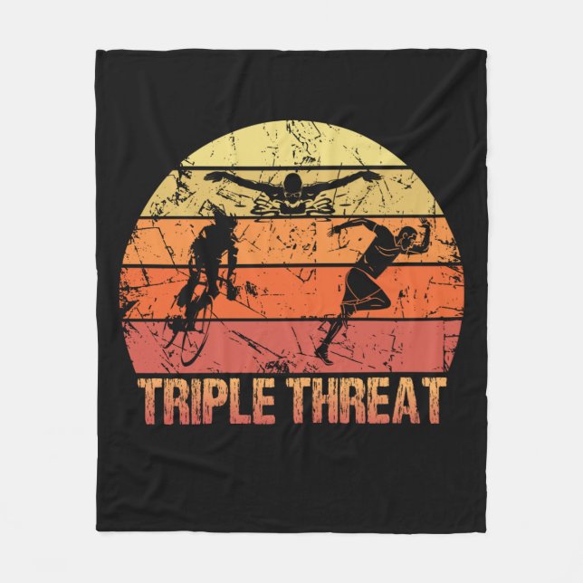 Triathlon Triple Threat Vintage Fleece Blanket (Front)