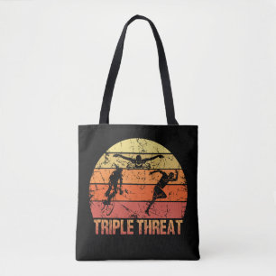 Triathlon Triple Threat Vintage Tote Bag