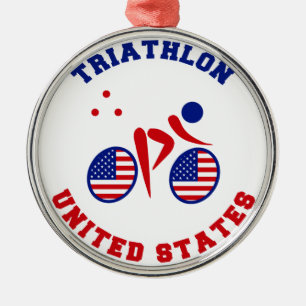 Triathlon United States Metal Tree Decoration