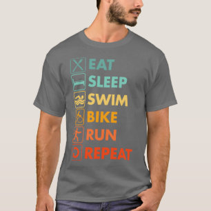 Triathlon Vintage Eat Sleep Swim Bike Run T-Shirt