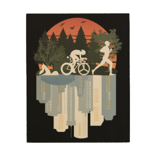 Triathlon, wonderful nature wood wall art