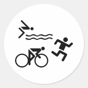 Triatholon - running swimming cycling classic round sticker
