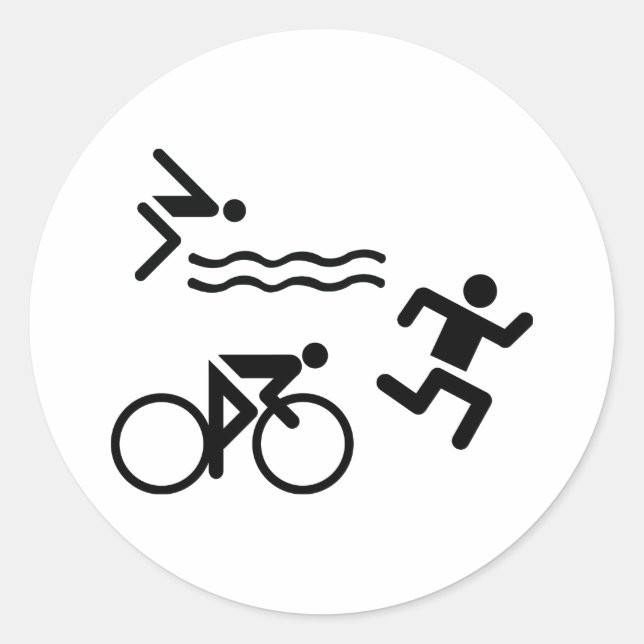 Triatholon - running swimming cycling classic round sticker (Front)