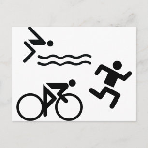 Triatholon - running swimming cycling postcard