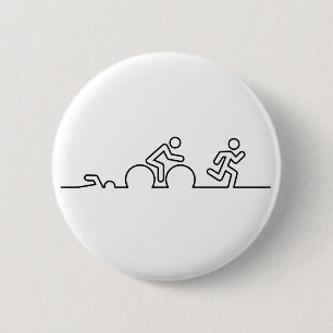 Triatlon. Swimming, cycling and running. 6 Cm Round Badge