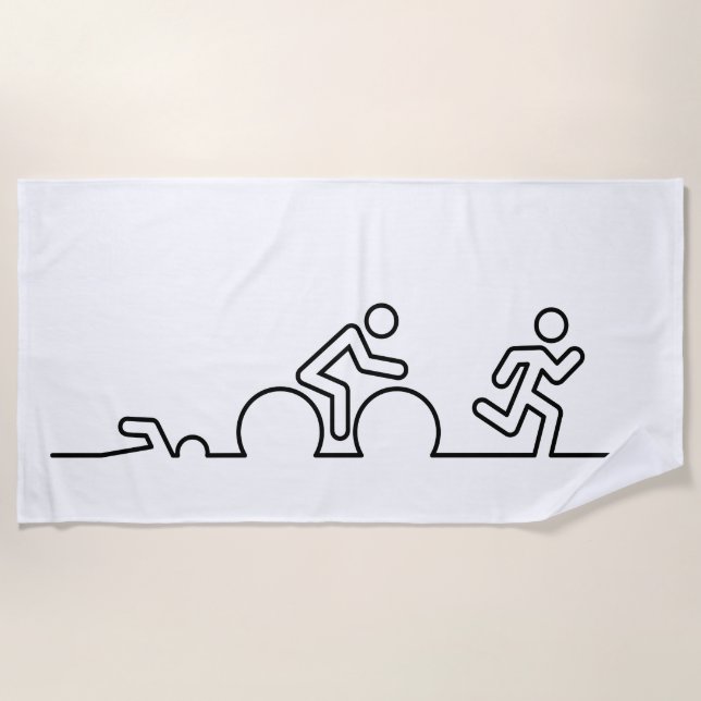 Triatlon. Swimming, cycling and running. Beach Towel (Front)