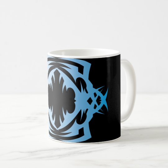 Tribal 16 blue over black coffee mug