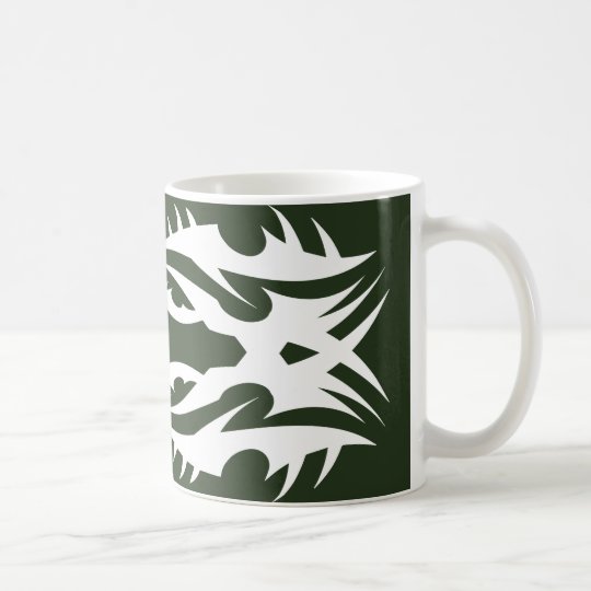 Tribal 17 white to over green coffee mug