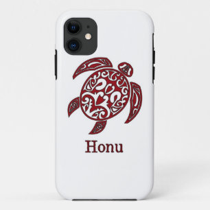 Tribal Abstract Hawaiian Sea Turtle in Red Case-Ma iPhone 11 Case