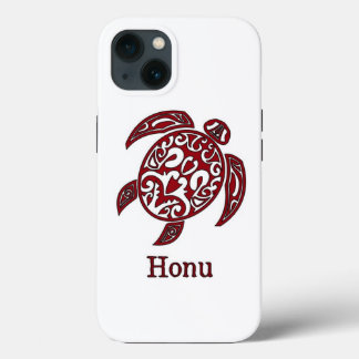 Tribal Abstract Hawaiian Sea Turtle in Red iPhone 13 Case
